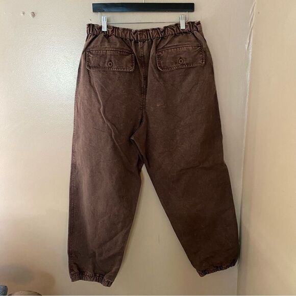 NWT Free People River Stone pants cargo baggy loose fit cotton brown Sz M - Picture 9 of 11